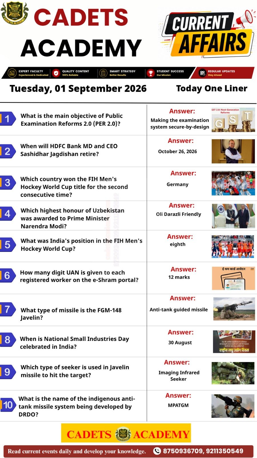 Daily Current Affairs — 1 September 2026 (Compact Digest) — one-liner preview