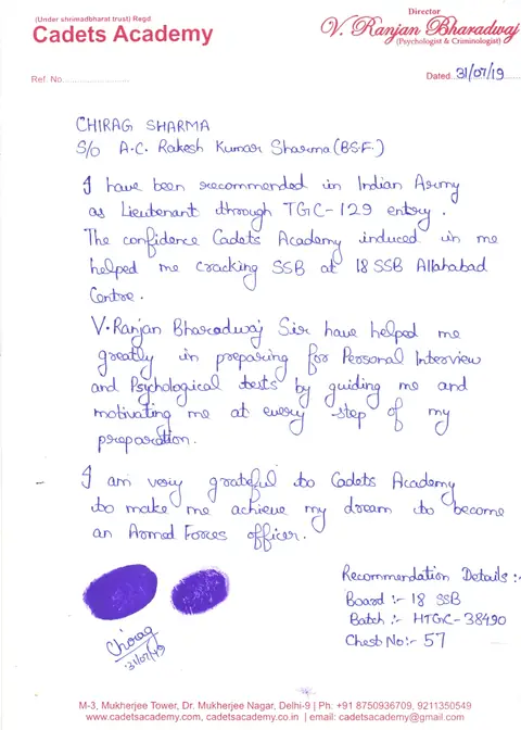 Handwritten letter to Cadets Academy — 3 of 28