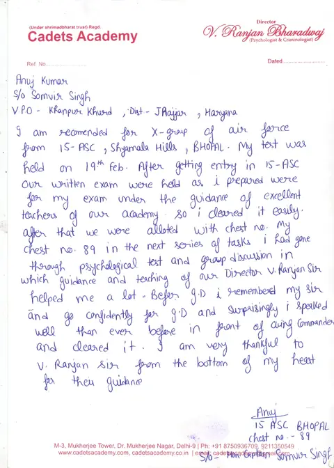 Handwritten letter to Cadets Academy — 16 of 28